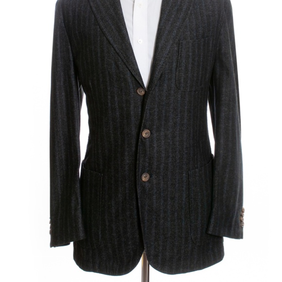 LBM 1911 Charcoal Grey Striped Slim Fit Blazer 46R - Picture 2 of 5